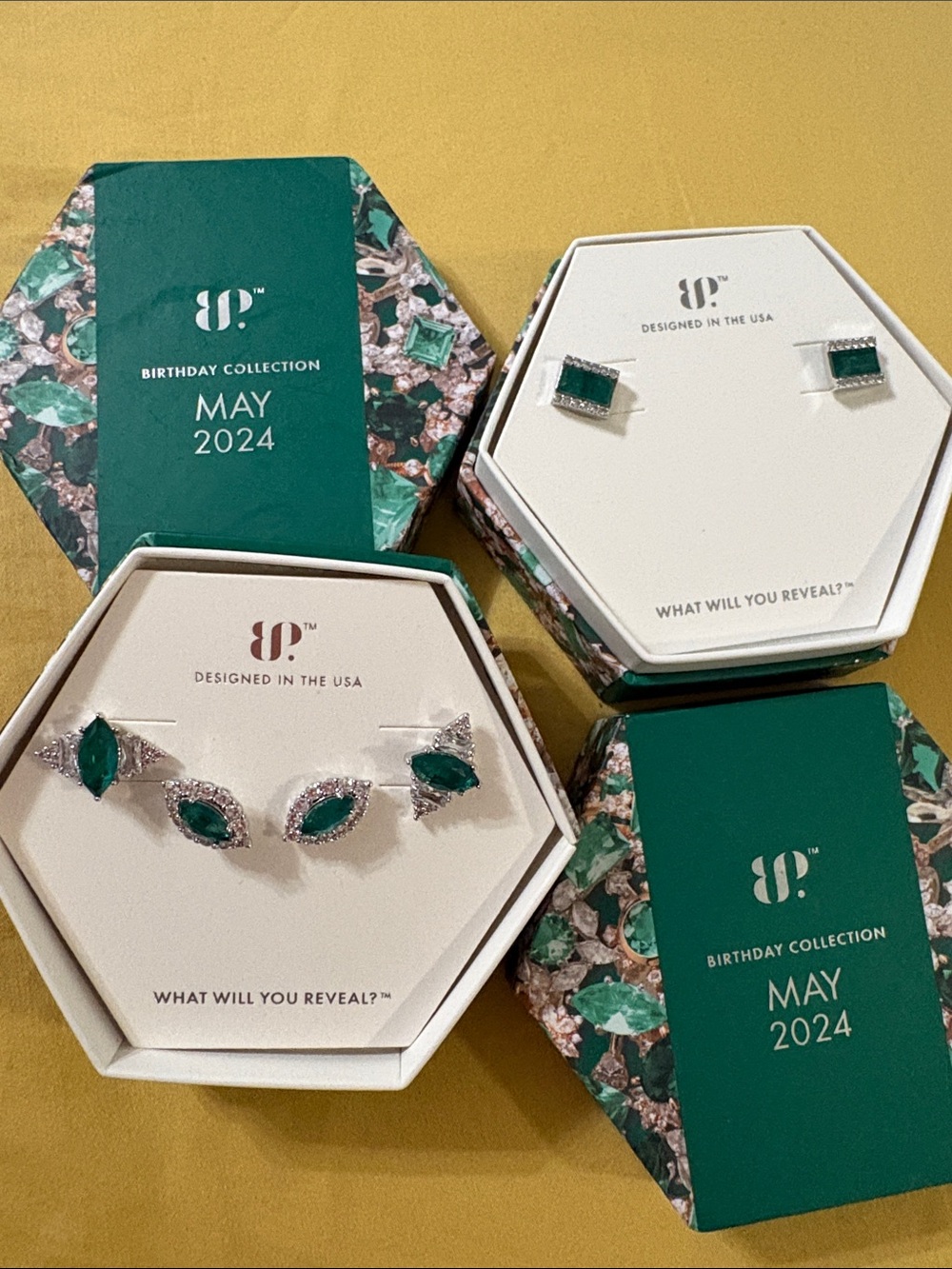 May 2024 Emerald Green Crystal Earring Set by